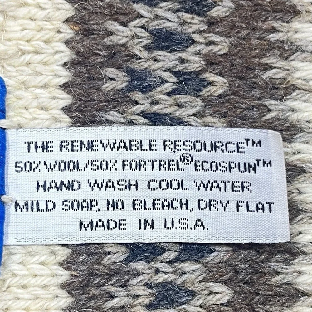 Broner Wool Blend Double Knit Scarf 58x8 Fair Isle Fringe Cozy USA Made